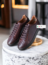 Brązowe skórzane trampki