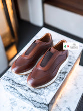 Brązowe skórzane trampki