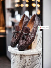 Brązowe skórzane mokasyny