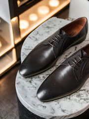 Ciemnobrązowe skórzane buty